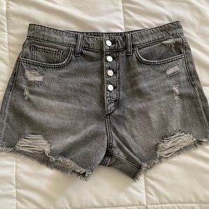 Joe’s Jeans Kinsley Denim Shorts High Rise Cutoff Distressed Gray Black 31
